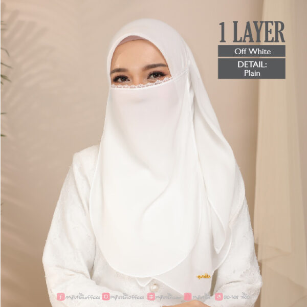 ALYA Purdah Bride [OFF WHITE] - 1 Layer Plain