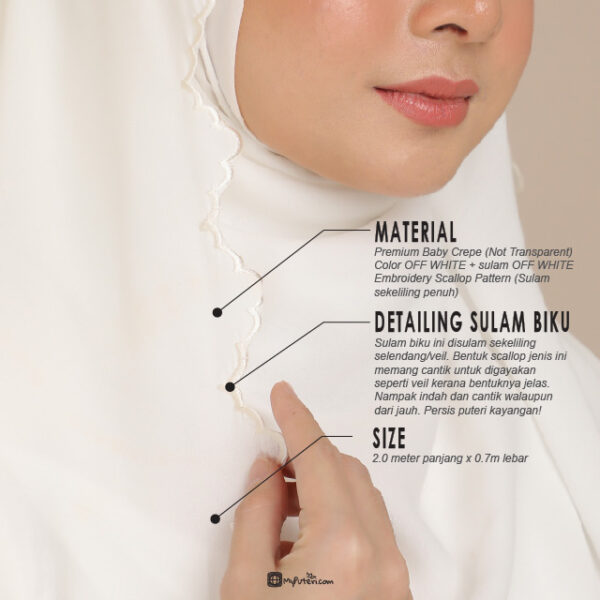 NAYLA Shawl/Veil (Off White) - Image 6